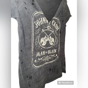 Women’s distressed Johnny cash black T shirt